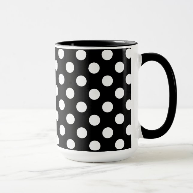 Svart och vit Polka dots Mugg (Höger)