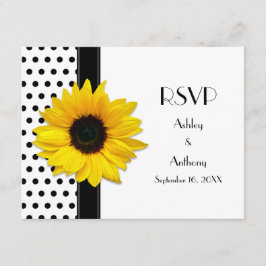 Svart och vit polkagris-hjärtad bröllops-svarskort OSA kort