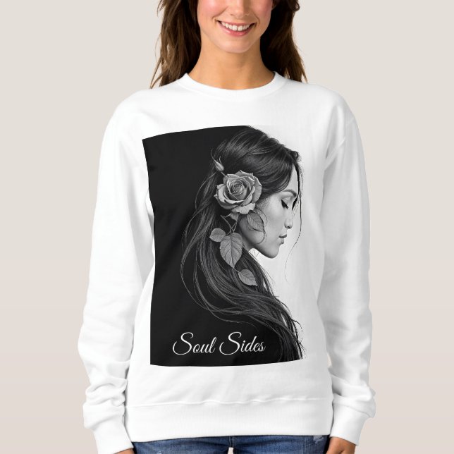 Svart och vit porträtt av vacker kvinnokonst t shirt (Framsida)