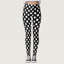 Svart och vit prick leggings