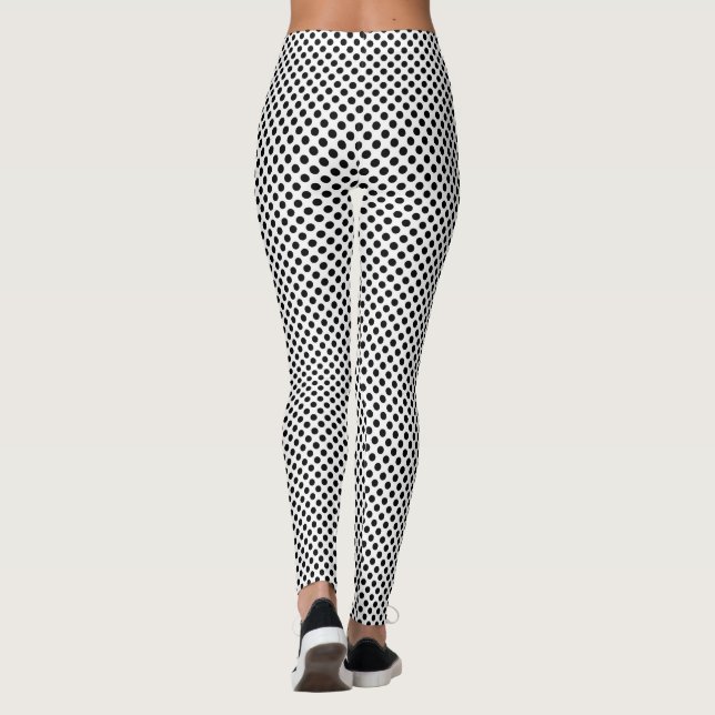 Svart och vit prickig leggings (Baksida)