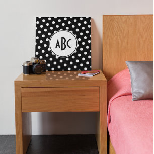 Svart och vit prickig monogram canvastryck