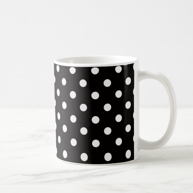 Svart och vit prickig mönster kaffemugg (Höger)