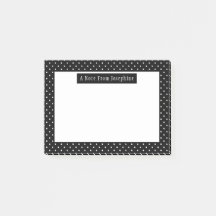 Svart och vit prickig mönster med anpassad text