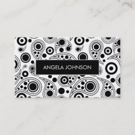 Svart och vit prickpaisley visitkort