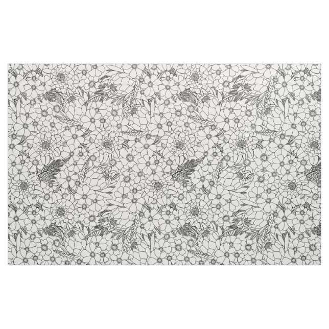 Svart Och Vit Protea Trädgårdstyg Med Vilda Blommo Tyg (Fat Quarter)