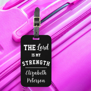 Svart och Vit Psalm 28:7 Herren är min styrka Bagagebricka