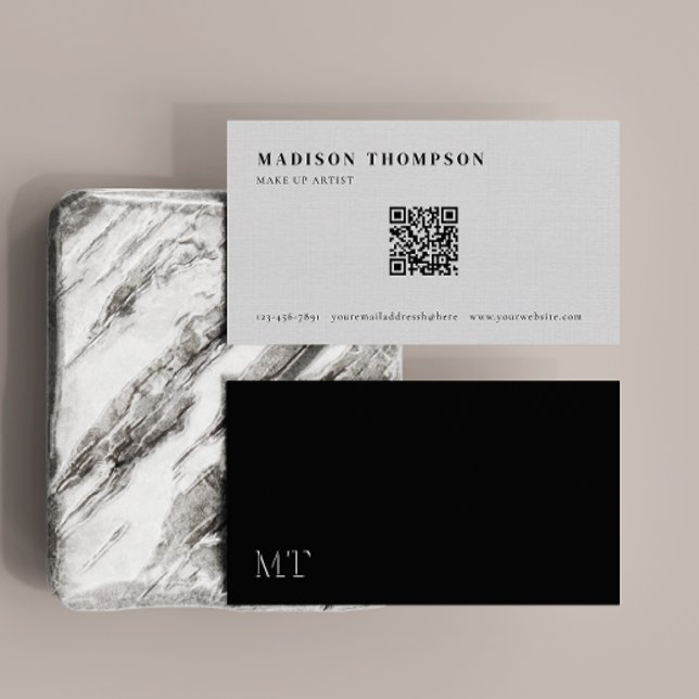 Svart och vit QR-kod för enkel Elegant Visitkort (Skapare uppladdad)