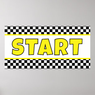 Svart och vit Racing START Linje Banner Poster