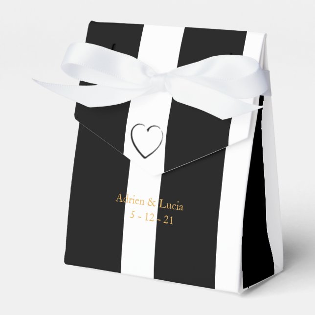 Svart och vit Rand, redigerbar bröllopsruta Presentaskar (Framsidan Sidan)