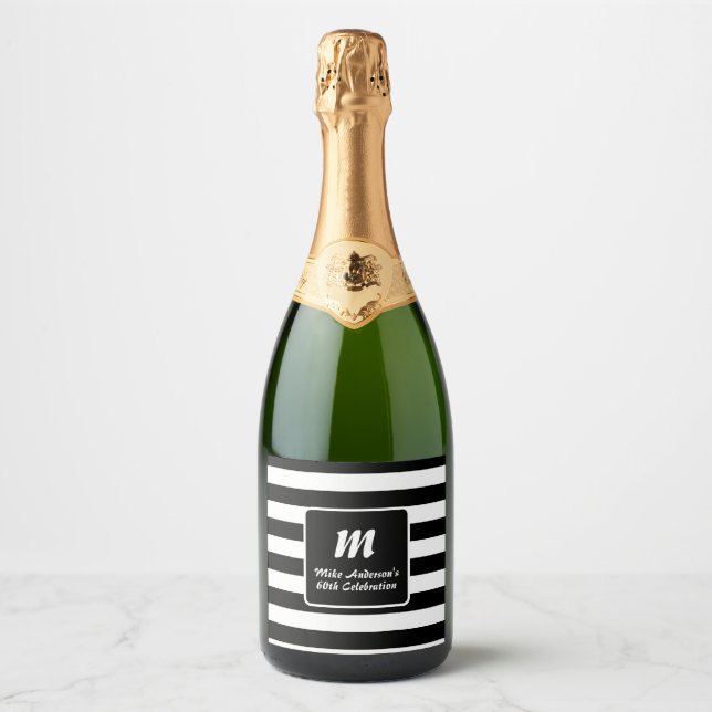 Svart och vit randig monogram (Framsida)