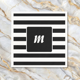 Svart och vit randig monogram pappersservett