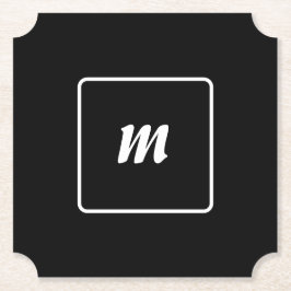 Svart och vit randig monogram underlägg papper