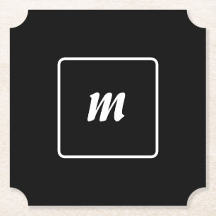 Svart och vit randig monogram underlägg papper