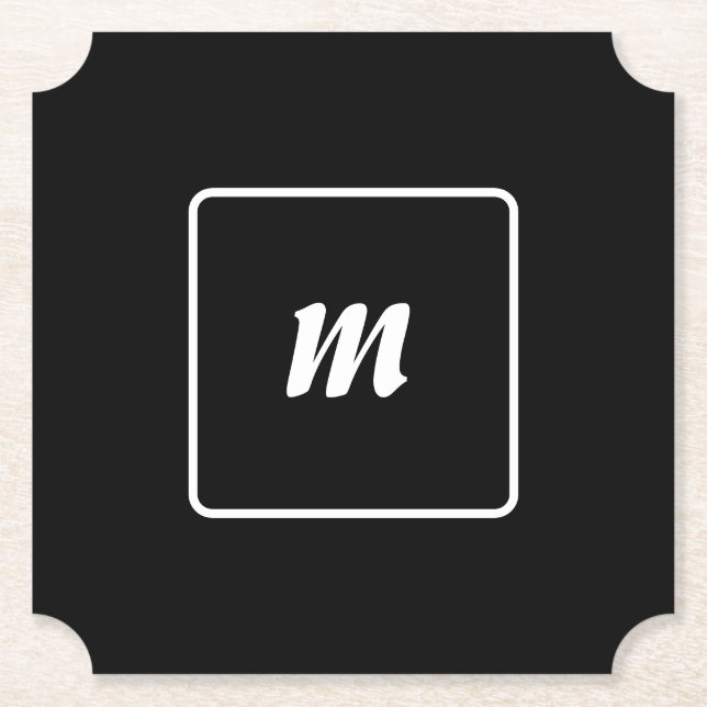 Svart och vit randig monogram underlägg papper (Framsida)