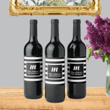 Svart och vit randig monogram