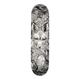 Svart och vit räv + naturskal Skateboard
