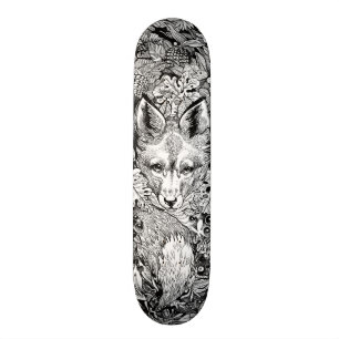 Svart och vit räv + naturskal Skateboard