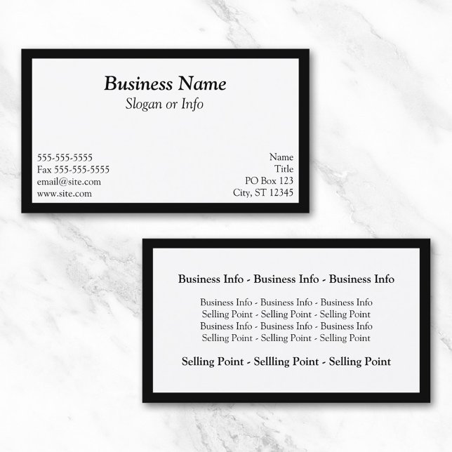 Svart och vit rektangulär ram visitkort (Black and White Rectangular Frame Business Card)