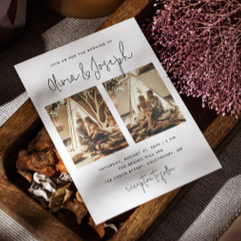 Svart och vit, ren multifoto bröllop inbjudningar