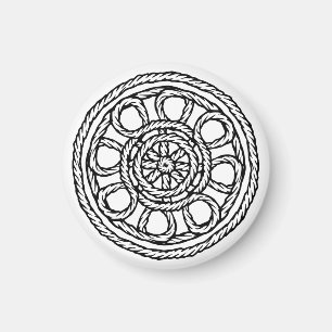 Svart och vit repet knut Celtic cirkel magnet