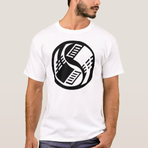 Svart och vit Retro Ethernet Yin Yang Design T Shirt