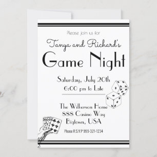 Svart och vit retro-inbjudan till Game Nght Party- Inbjudningar