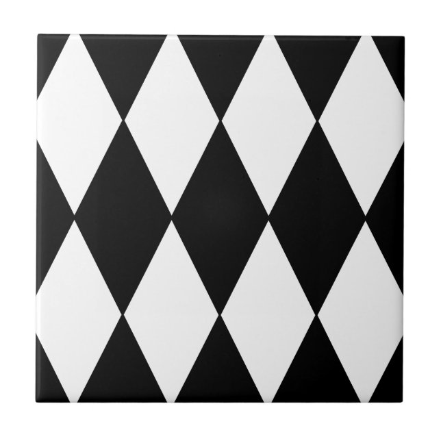 Svart och vit Retro-kontrollerad Diamond Mönster Kakelplatta (Framsidan)