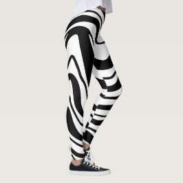 Svart och vit Ripples Leggings