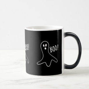 Svart och vit, rolig spökdesign för halloween magisk mugg