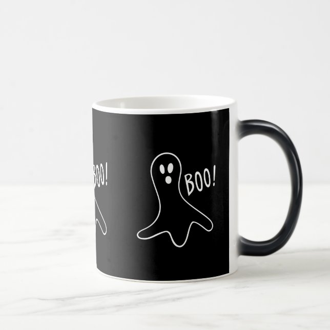 Svart och vit, rolig spökdesign för halloween magisk mugg (Höger)