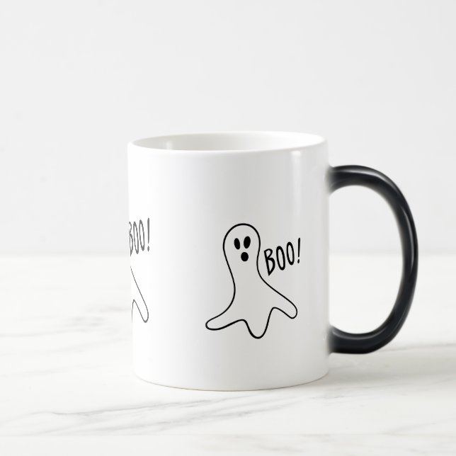 Svart och vit, rolig spökdesign för halloween magisk mugg (Höger)