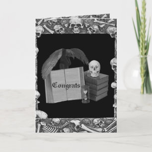 Svart och vit Romantik Skull-stavbok Bröllop Kort