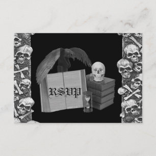 Svart och vit Romantik Skull-stavbok Bröllop OSA Kort