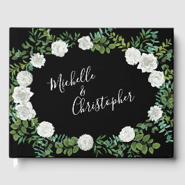 Svart och vit ros blomsterbröllop gästböcker