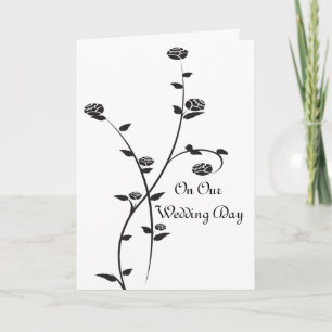 Svart och Vit ros på vårt Bröllopsdag Card Kort