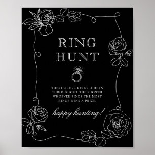 Svart och Vit ros Ring Hunt Möhippa Game Poster