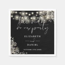 Svart och Vit ros String Ljus Gothic Bröllop Pappersservett