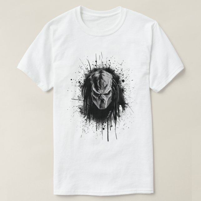 Svart och vit rovdjur ansikte t shirt (Design framsida)