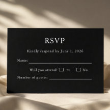 Svart och vit RSVP-kort redigerbar