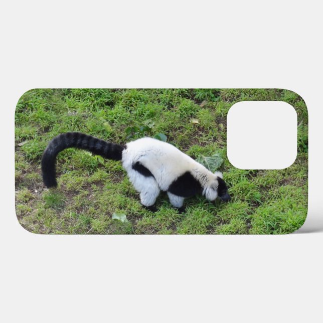 Svart och vit Ruffed Lemur #1 iPhone 13 Pro Fodral (Baksida (horisontell))