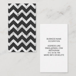 Svart och vit Rustic Chevron-mönster Visitkort