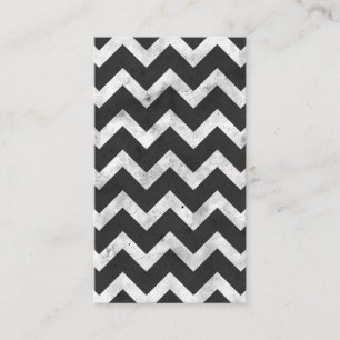 Svart och vit Rustic Chevron-mönster Visitkort