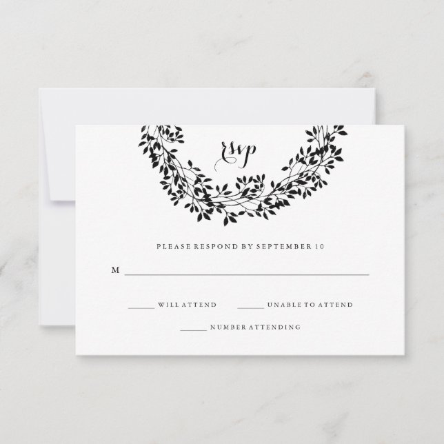 Svart och vit rustik botanisk OSA av andedräkt Kort (Framsida)