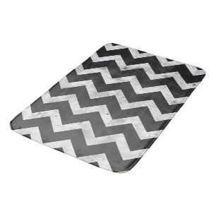 Svart och vit Rustik Chevron-mönster Badrumsmatta