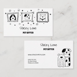 Svart och vit Rute Hundar Pet Sitter | Dog Walker Visitkort