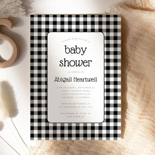 Svart och vit rutig baby shower-inbjudan inbjudningar