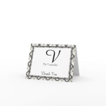 Svart och vit rutig bröllop tack kort