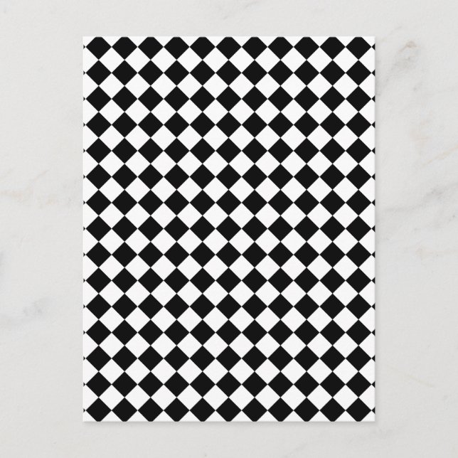 Svart och vit rutig design vykort (Framsida)
