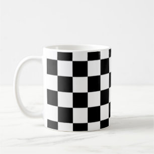 Svart och vit rutig fyrkantig mönster kaffemugg
